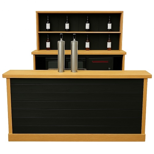 Complete set zwart douglas hout met zweeds rabat incl. bar en koeling